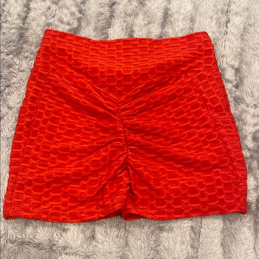 Vibrant Textured Red Shorts
